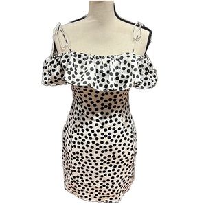 Top Shop Satin Ruffle Polka Dot Mini Dress